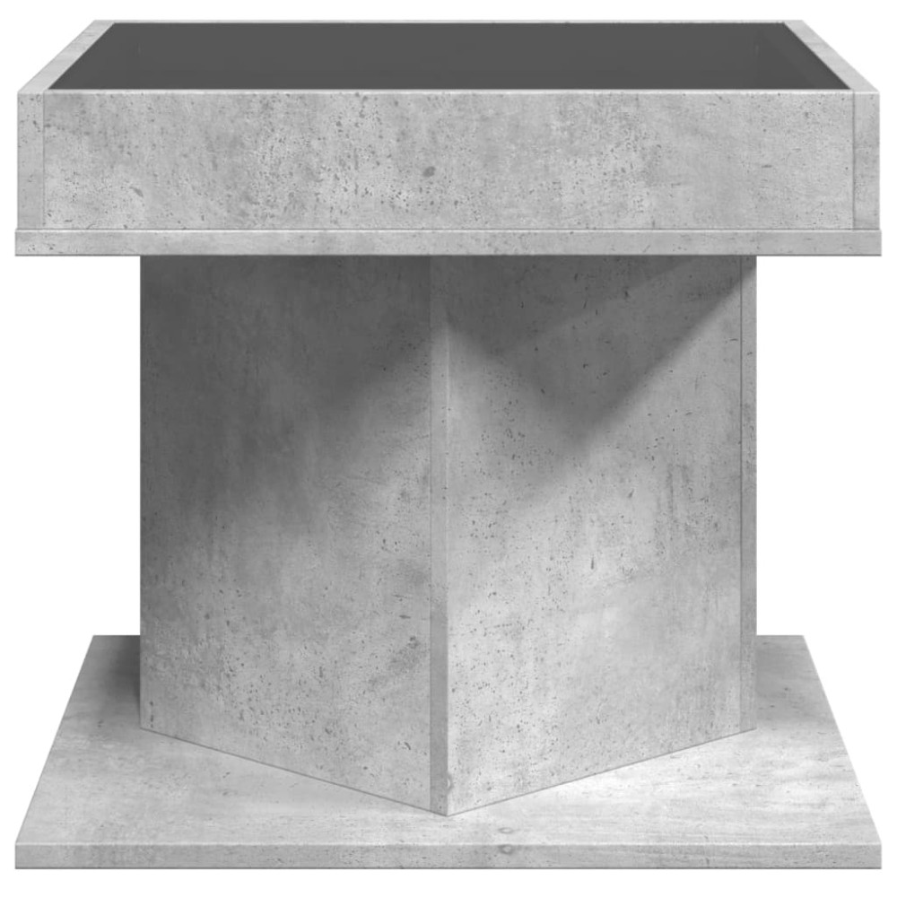 Produktbild för Soffbord med LEDs betonggrå 50x50x45 cm konstruerat trä
