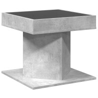 Produktbild för Soffbord med LEDs betonggrå 50x50x45 cm konstruerat trä