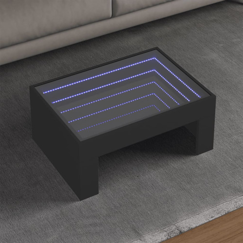 vidaXL Soffbord med Infinity LEDs svart 70x50x30 cm