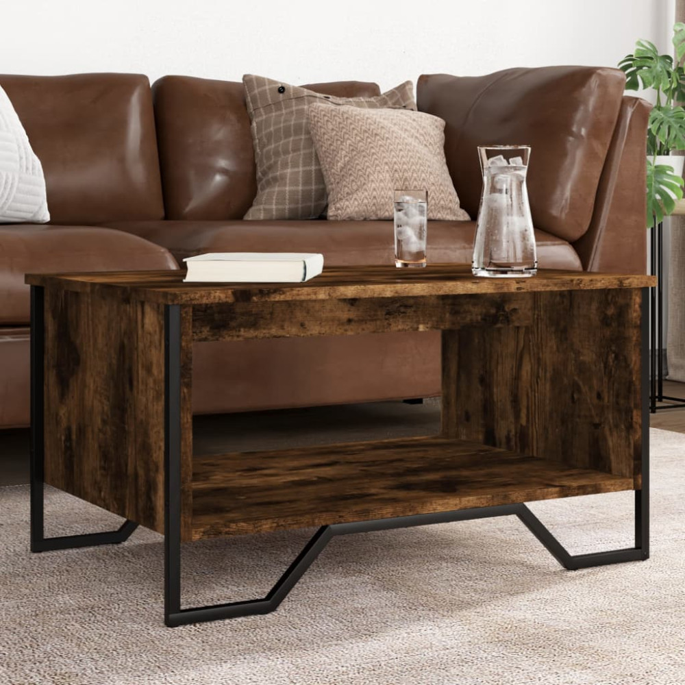 Produktbild för Soffbord rökfärgad ek 75x51x40 cm konstruerat trä