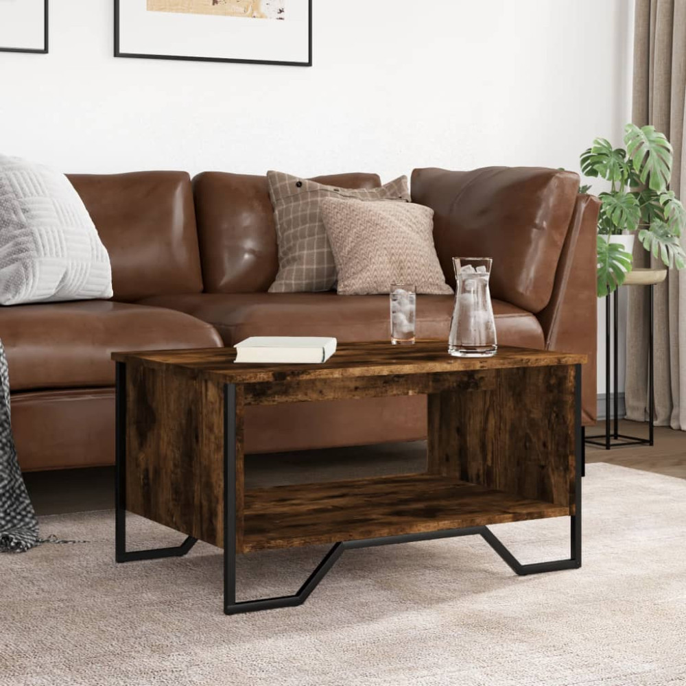 Produktbild för Soffbord rökfärgad ek 75x51x40 cm konstruerat trä