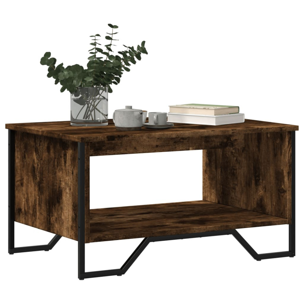 Produktbild för Soffbord rökfärgad ek 75x51x40 cm konstruerat trä