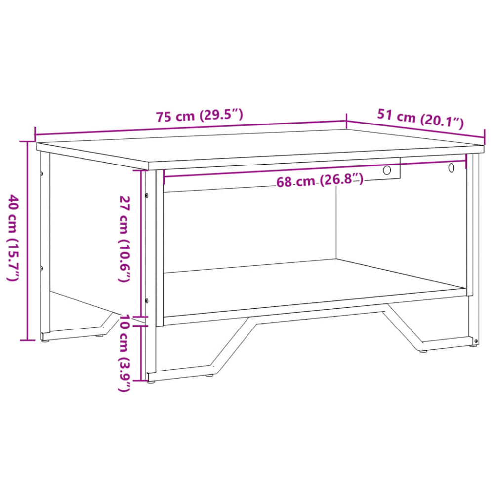 Produktbild för Soffbord rökfärgad ek 75x51x40 cm konstruerat trä
