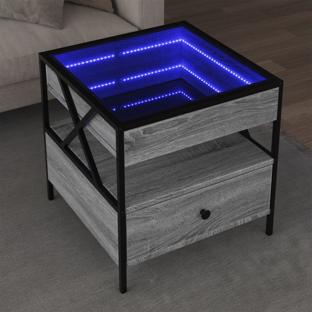 Produktbild för Soffbord med Infinity LEDs grå sonoma 50x50x51 cm