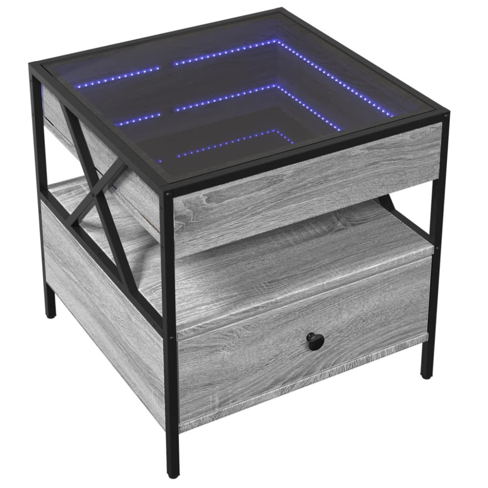 Produktbild för Soffbord med Infinity LEDs grå sonoma 50x50x51 cm
