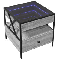 Produktbild för Soffbord med Infinity LEDs grå sonoma 50x50x51 cm
