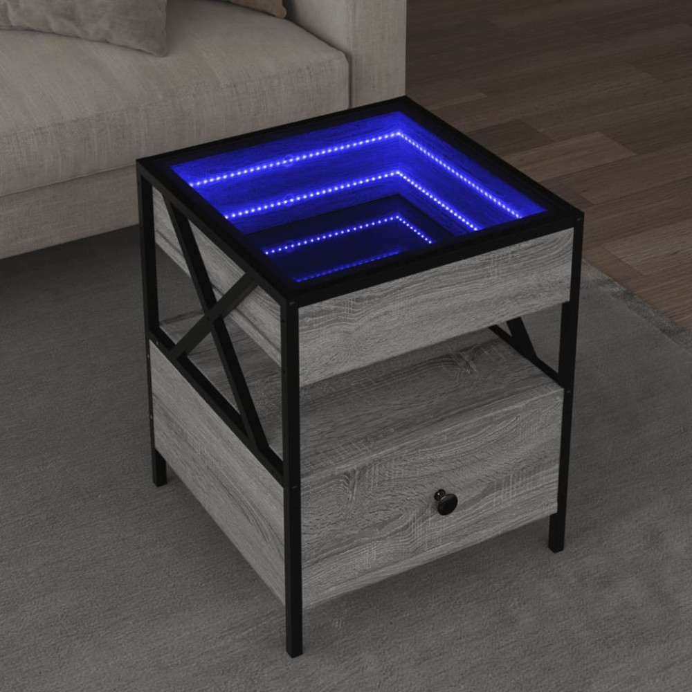 Produktbild för Soffbord med Infinity LEDs grå sonoma 40x40x51 cm