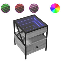 Produktbild för Soffbord med Infinity LEDs grå sonoma 40x40x51 cm