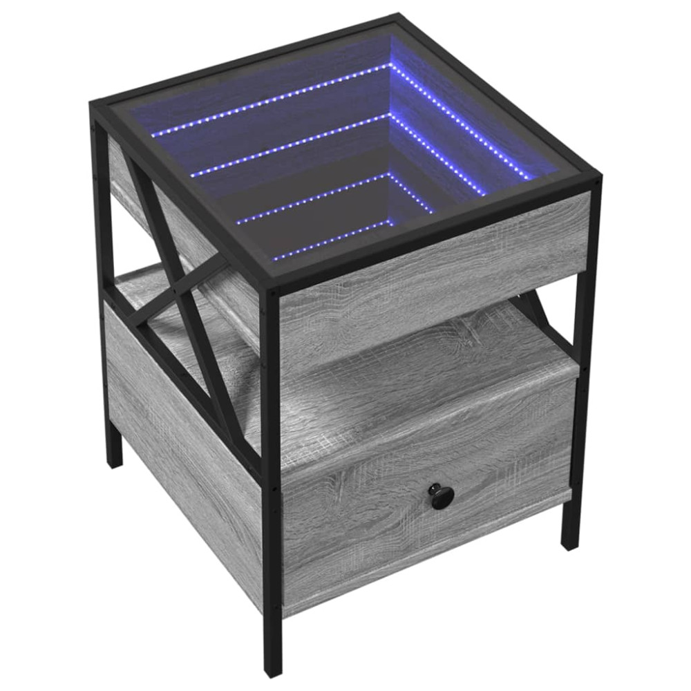 Produktbild för Soffbord med Infinity LEDs grå sonoma 40x40x51 cm
