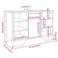 Produktbild för Tvättställsskåp rökfärgad ek 91x35x60 cm konstruerat trä