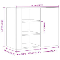 Produktbild för Väggskåp rökfärgad ek 75x35x60 cm konstruerat trä