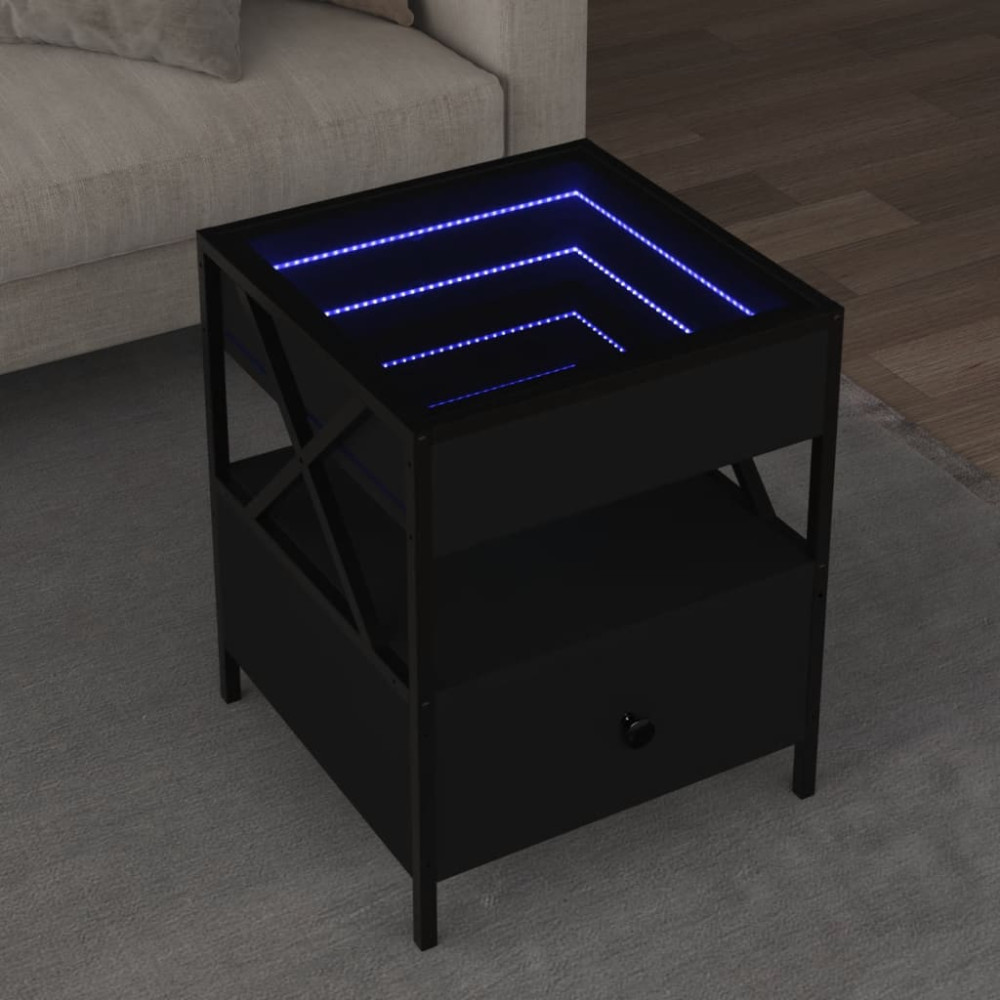 Produktbild för Soffbord med Infinity LEDs svart 40x40x51 cm