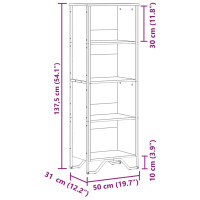 Produktbild för Bokhylla brun ek 50x31x137,5 cm konstruerat trä