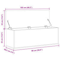 Produktbild för Förvaringslåda betonggrå 102x35x35 cm konstruerat trä