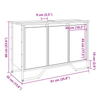 Produktbild för Tvättställsskåp rökfärgad ek 91x35x60 cm konstruerat trä