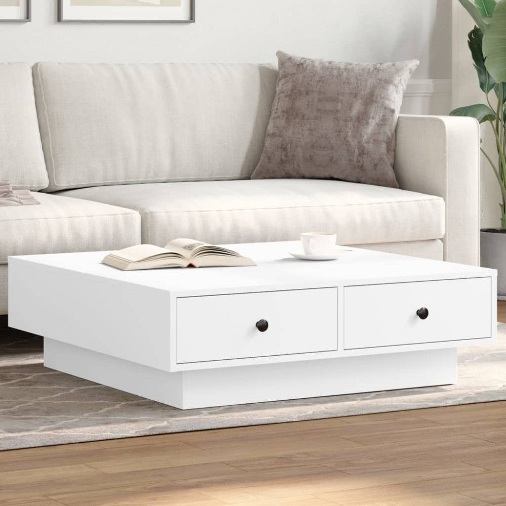Produktbild för Soffbord vit 90x90x28 cm konstruerat trä