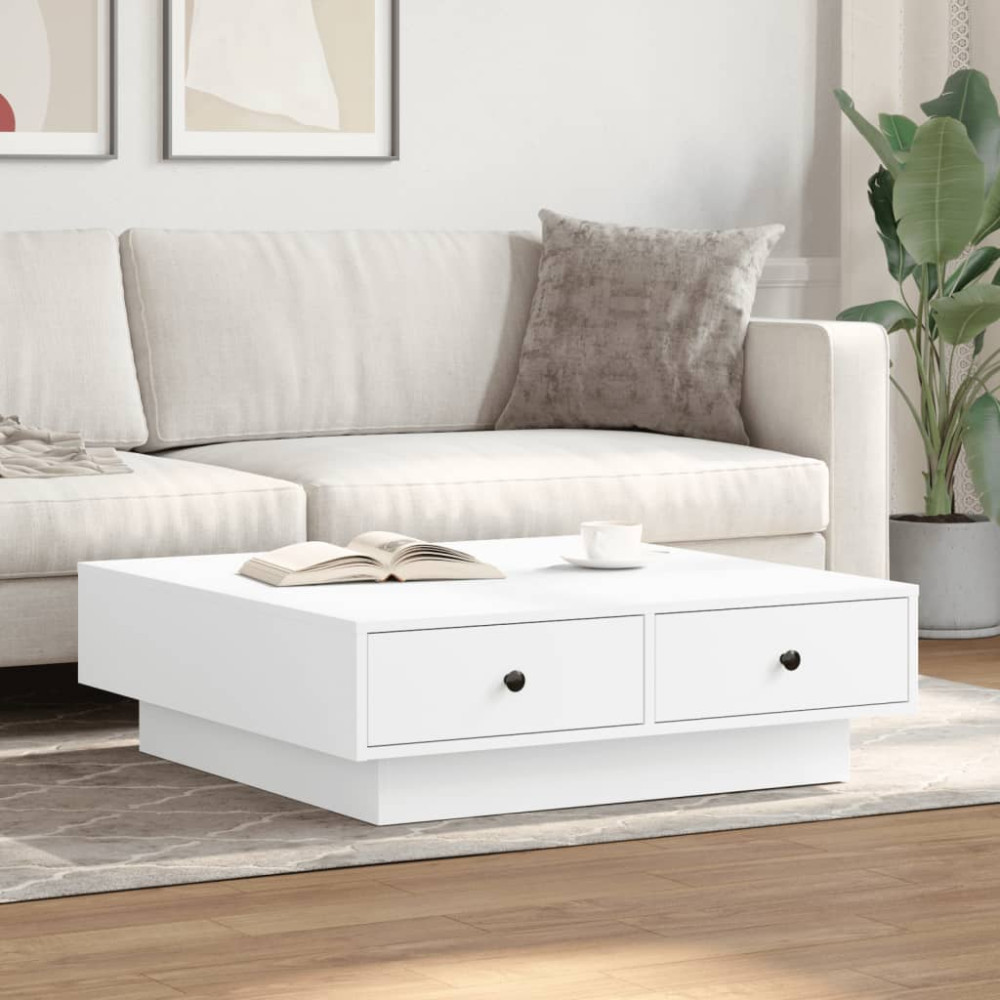 Produktbild för Soffbord vit 90x90x28 cm konstruerat trä