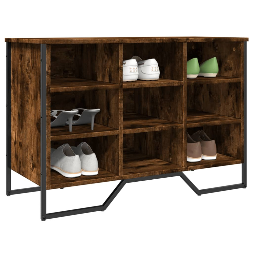 Produktbild för Skoskåp rökfärgad ek 90x38x61,5 cm konstruerat trä