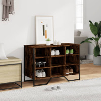 Produktbild för Skoskåp rökfärgad ek 90x38x61,5 cm konstruerat trä
