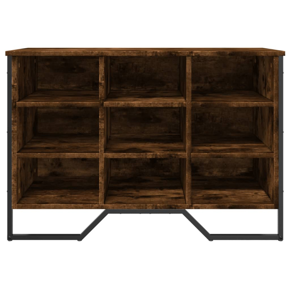 Produktbild för Skoskåp rökfärgad ek 90x38x61,5 cm konstruerat trä