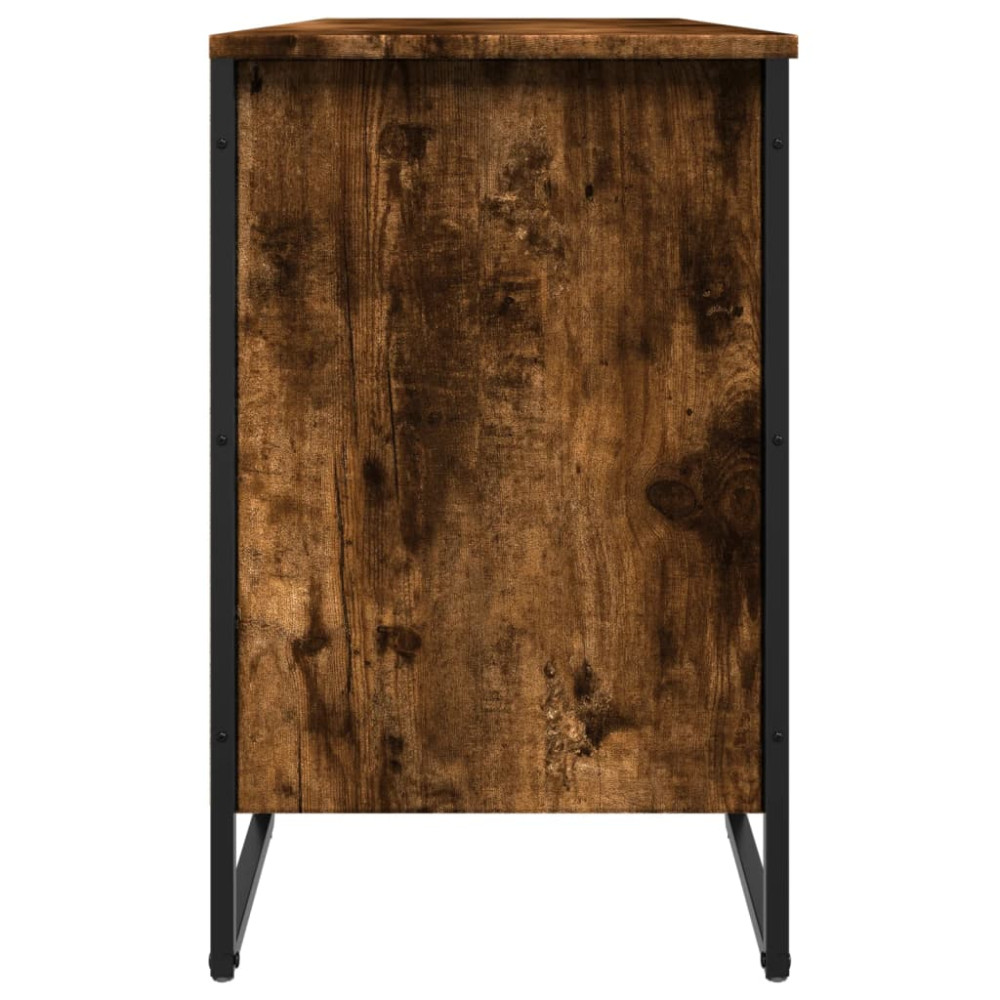 Produktbild för Skoskåp rökfärgad ek 90x38x61,5 cm konstruerat trä