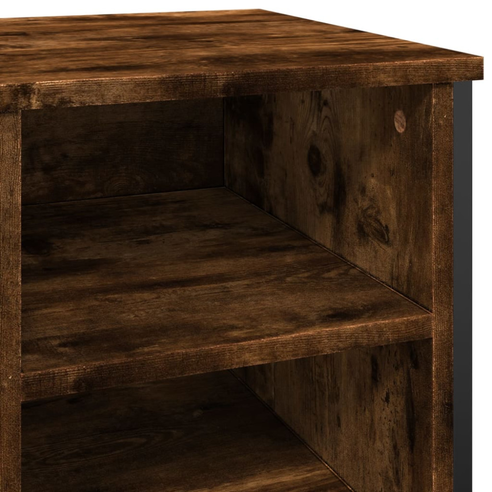 Produktbild för Skoskåp rökfärgad ek 90x38x61,5 cm konstruerat trä