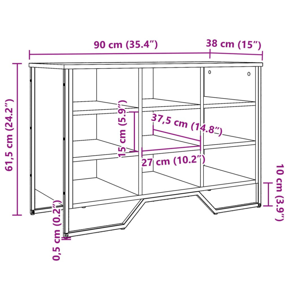 Produktbild för Skoskåp rökfärgad ek 90x38x61,5 cm konstruerat trä