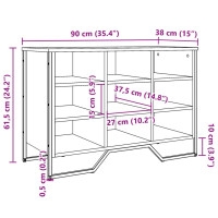 Produktbild för Skoskåp rökfärgad ek 90x38x61,5 cm konstruerat trä