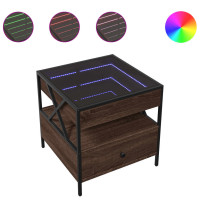 Produktbild för Soffbord med Infinity LEDs brun ek 50x50x51 cm