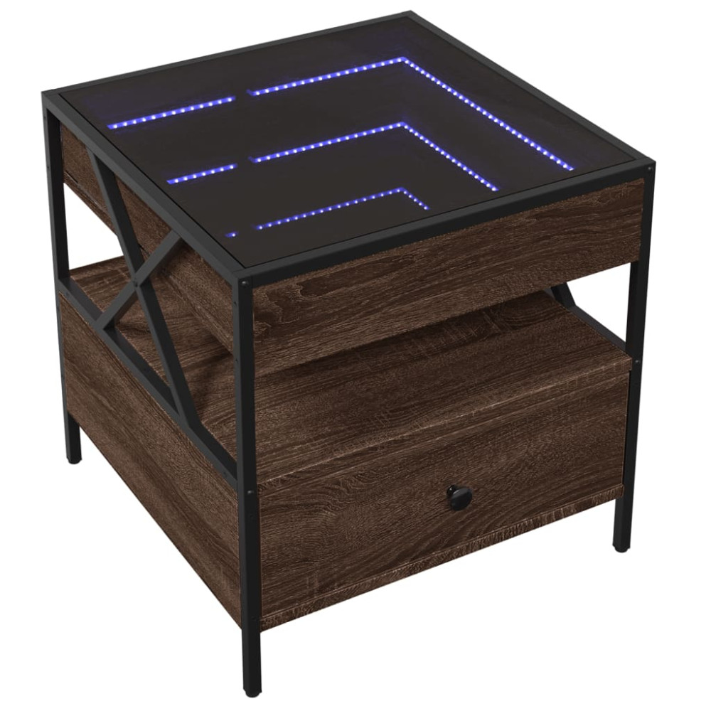 Produktbild för Soffbord med Infinity LEDs brun ek 50x50x51 cm