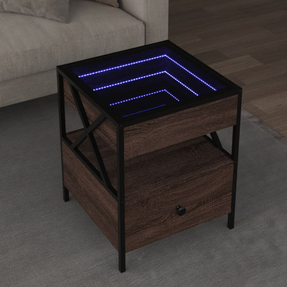 Produktbild för Soffbord med Infinity LEDs brun ek 40x40x51 cm