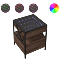 Produktbild för Soffbord med Infinity LEDs brun ek 40x40x51 cm
