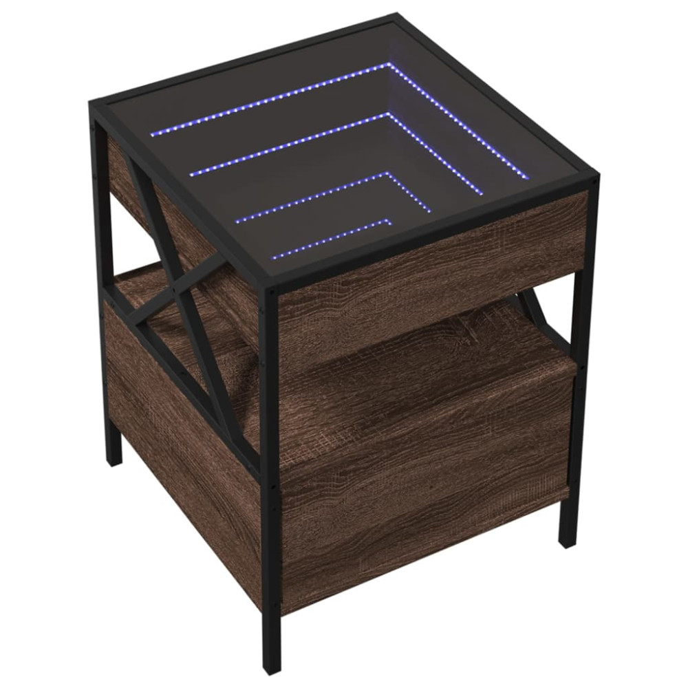 Produktbild för Soffbord med Infinity LEDs brun ek 40x40x51 cm