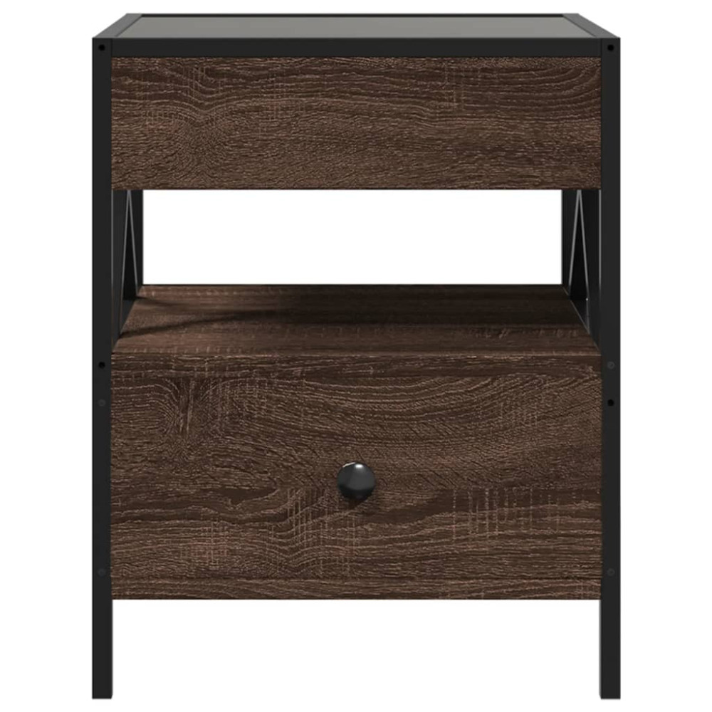 Produktbild för Soffbord med Infinity LEDs brun ek 40x40x51 cm