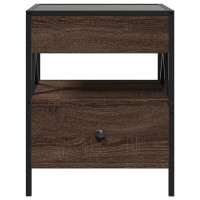 Produktbild för Soffbord med Infinity LEDs brun ek 40x40x51 cm