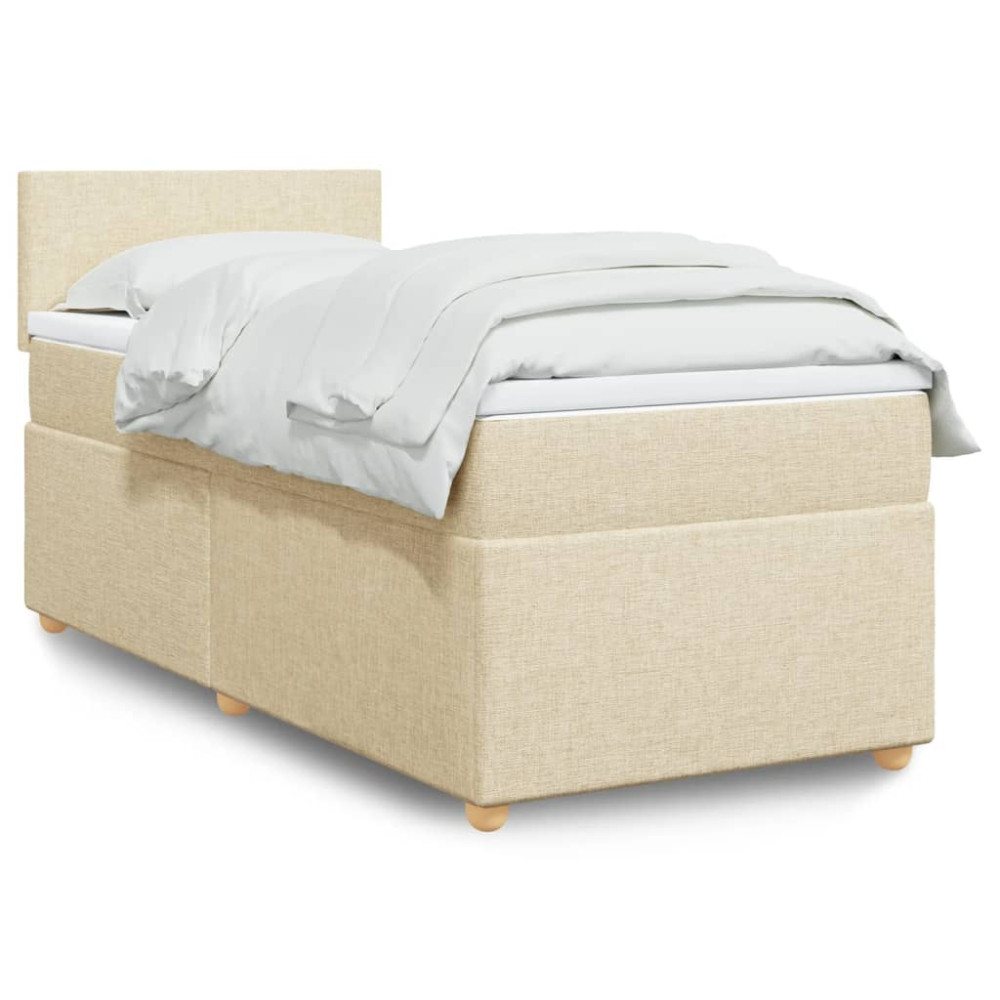 Produktbild för Ramsäng med madrass gräddvit 100x200 cm tyg