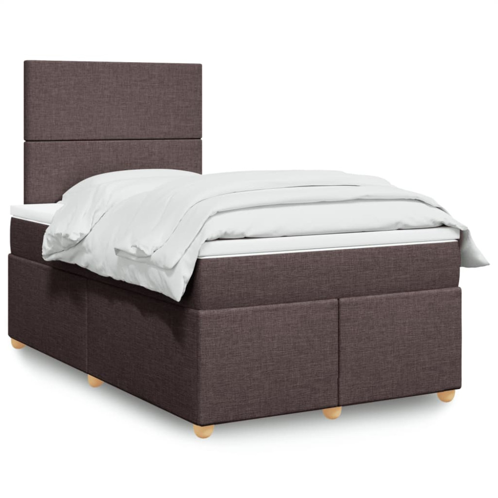Produktbild för Ramsäng med madrass mörkbrun 120x190 cm tyg