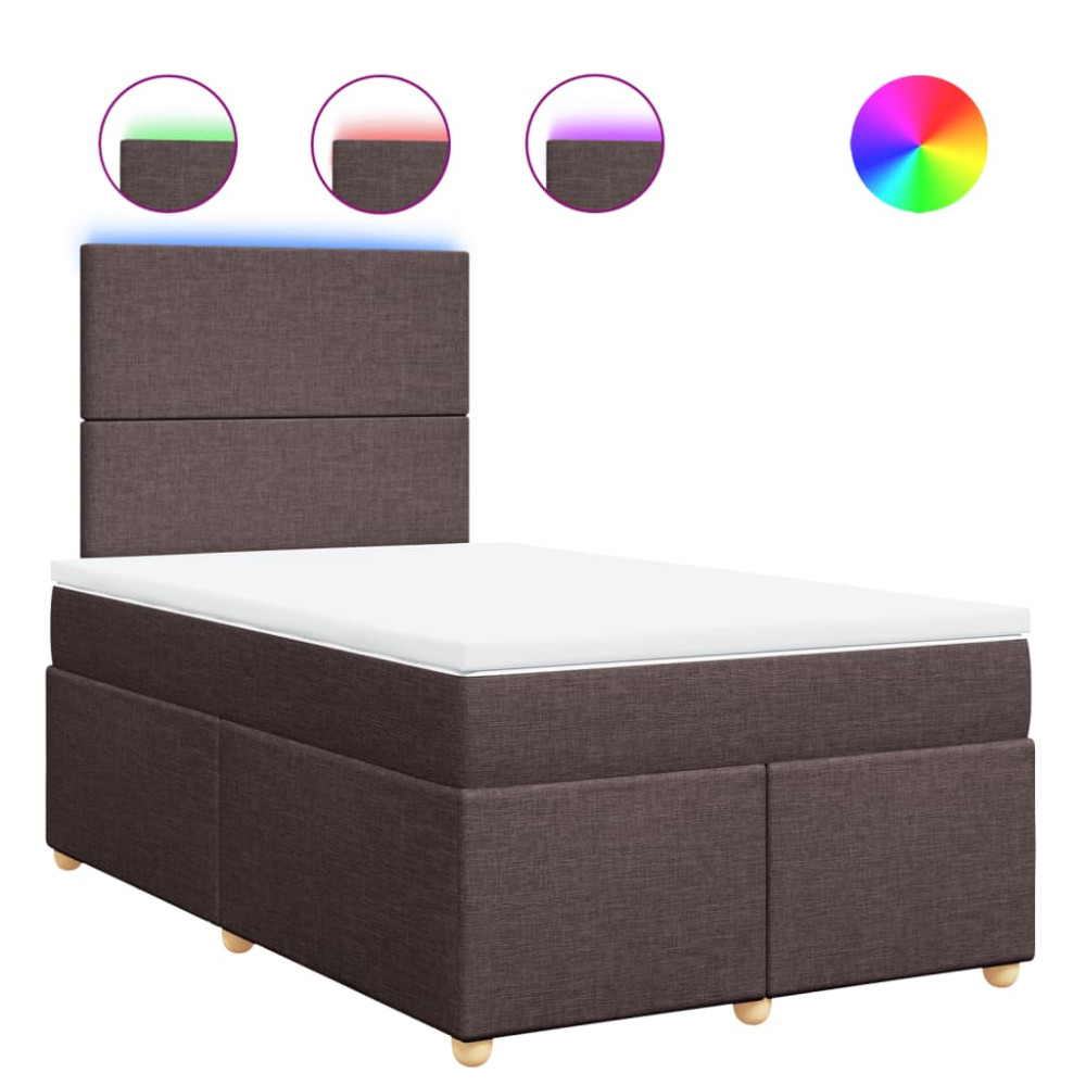 Produktbild för Ramsäng med madrass mörkbrun 120x190 cm tyg