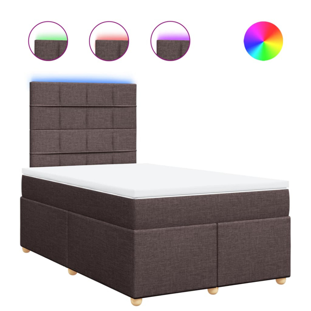 Produktbild för Ramsäng med madrass mörkbrun 120x190 cm tyg
