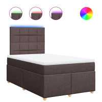 Produktbild för Ramsäng med madrass mörkbrun 120x190 cm tyg
