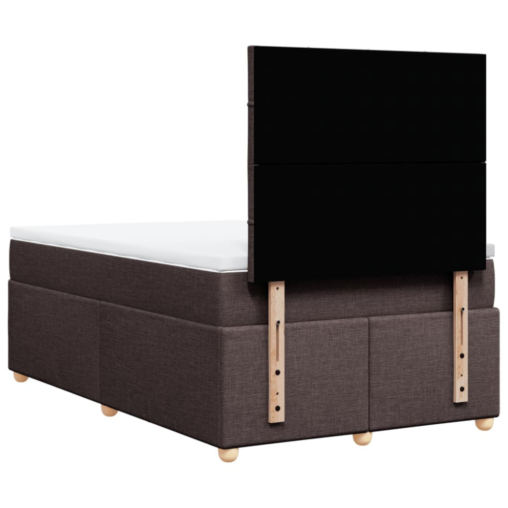 Produktbild för Ramsäng med madrass mörkbrun 120x190 cm tyg