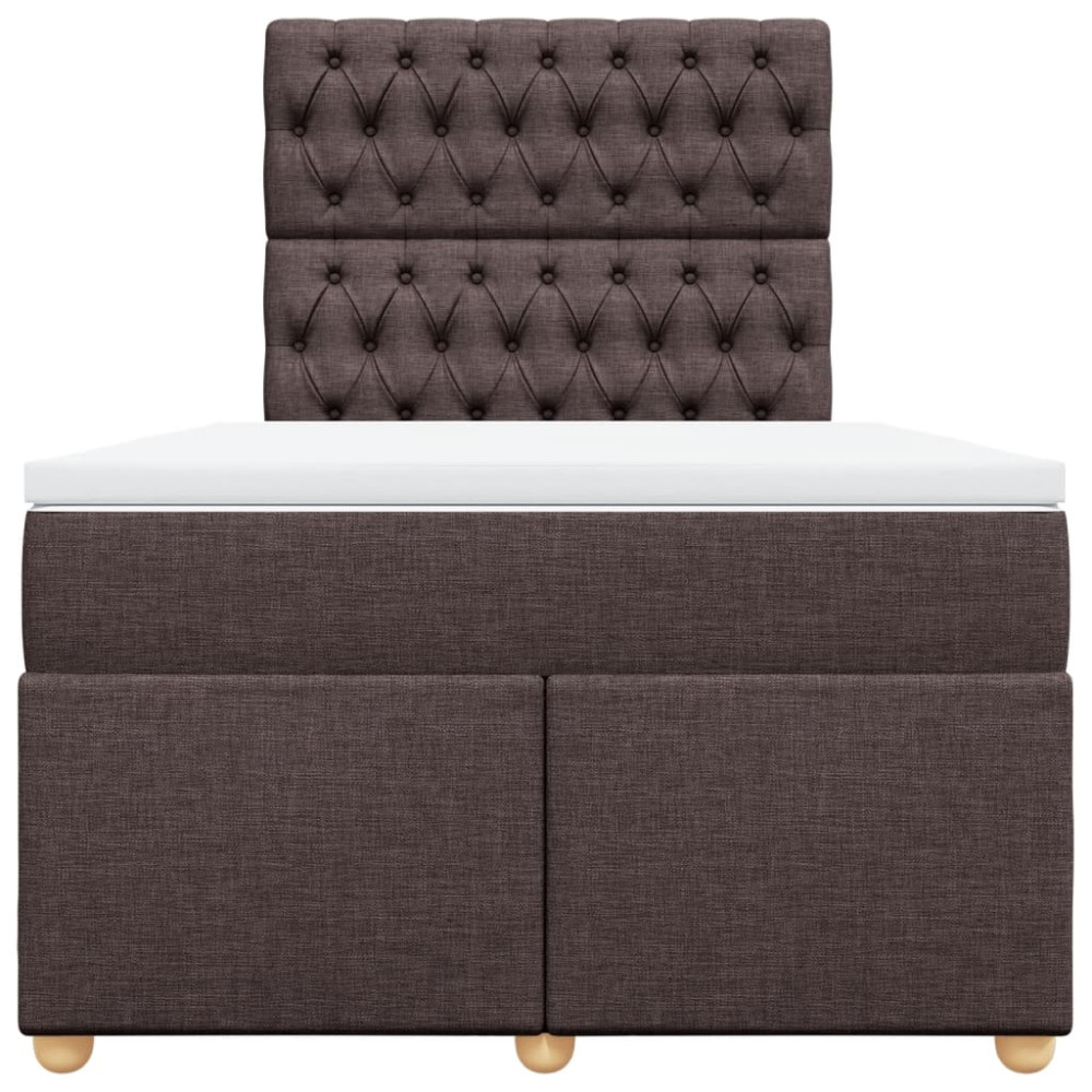 Produktbild för Ramsäng med madrass mörkbrun 120x190 cm tyg