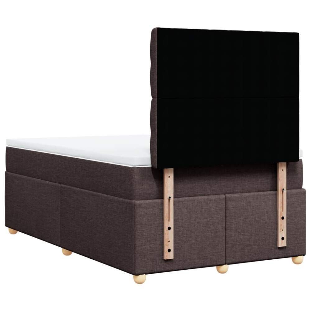Produktbild för Ramsäng med madrass mörkbrun 120x190 cm tyg