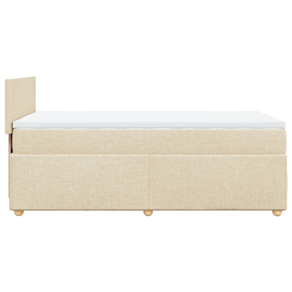 Produktbild för Ramsäng med madrass gräddvit 100x200 cm tyg