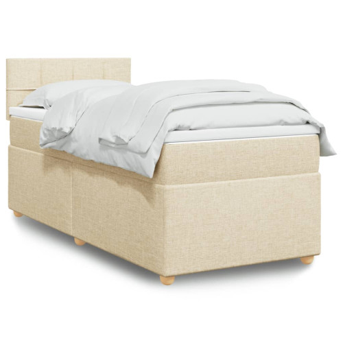 vidaXL Ramsäng med madrass gräddvit 100x200 cm tyg