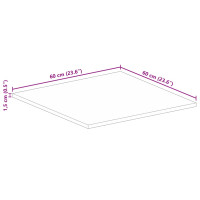 Produktbild för Bordsskiva 60x60x1,5 cm fyrkantig massivt grovt mangoträ