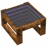 Produktbild för Soffbord med Infinity LEDs rökfärgad ek 50x53x30 cm