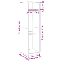 Produktbild för Garderob ek 50x50x200 cm konstruerat trä