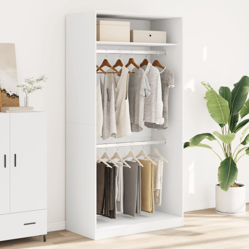 Produktbild för Garderob vit 100x50x200 cm konstruerat trä