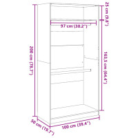 Produktbild för Garderob vit 100x50x200 cm konstruerat trä